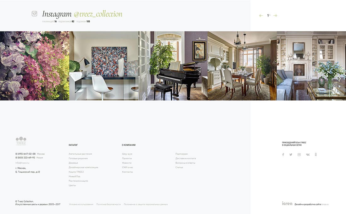 Дизайн главной страницы интернет-магазина Treez Collection.